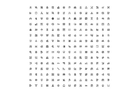 Black and White Outline Icons for Business