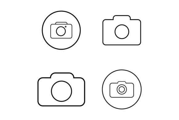Camera Outline Vector Icon Set