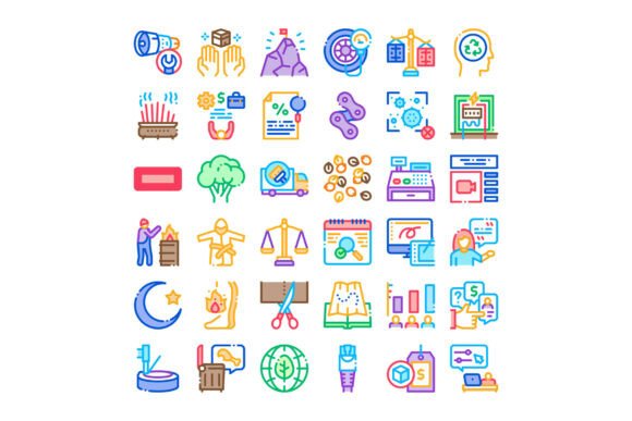 Collection of Business, Technology and F: Line Art Icons for Real Work, Not Just Decoration