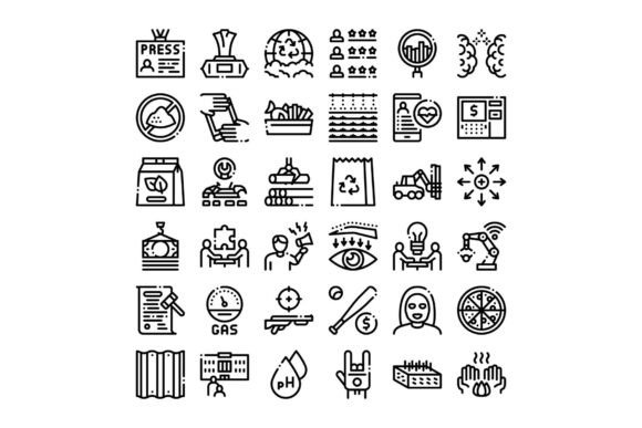 Diverse Business Industry Line Icons Eng