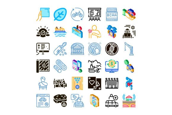 Diverse Collection of Business, Leisure, and Icons Set Illustrating Modern Life