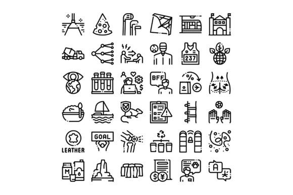 Diverse Collection of Line Icon Symbols: A Versatile Resource for Modern Design