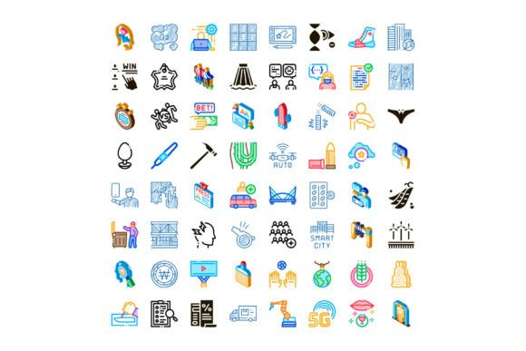 Diverse Icon Set Representing Modern Tec