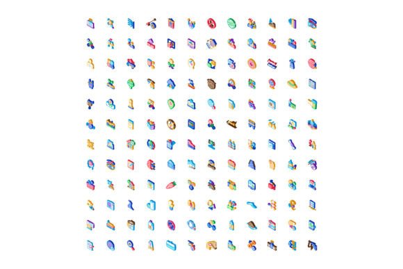 Diverse Isometric Icons Set Presenting V: A Versatile Visual Resource