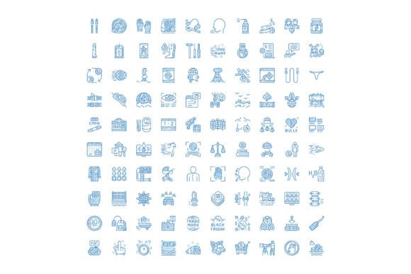 Doodle Line Icons Set for Business and E