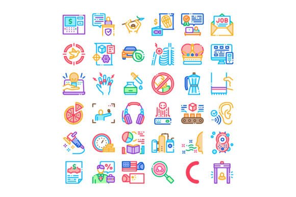 Exploring the Versatility of Diverse Colorful Linear Icons Set Illust
