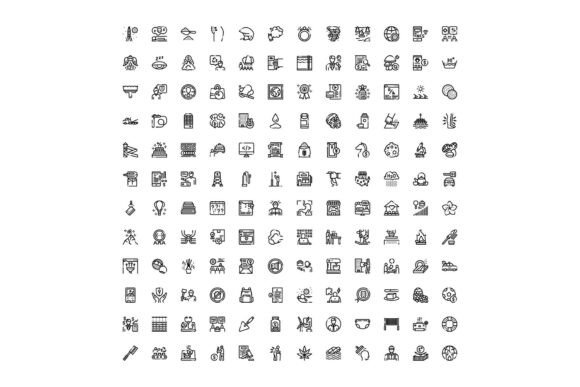 Outline Icon Set Displaying Various Tech