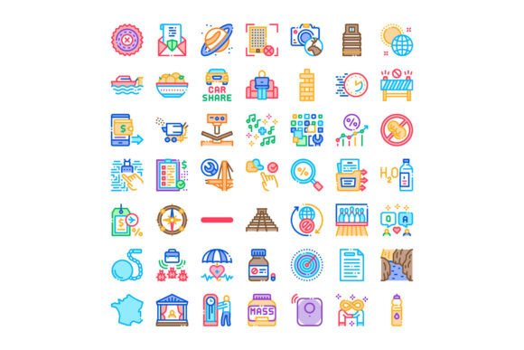 Outline Icons Representing Various Daily for Web, Apps, and UIUX Design