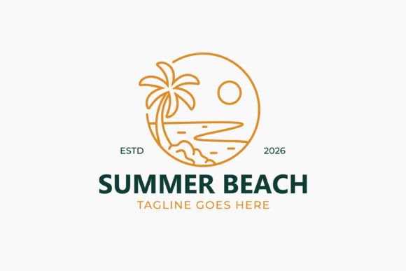 Summer Beach Logo Design Template