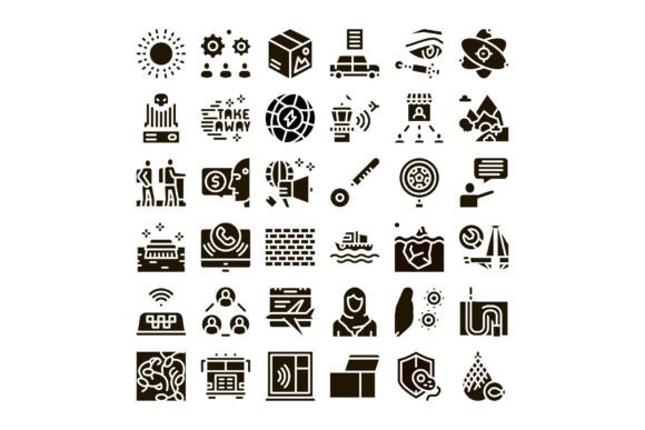 Technology and Business Glyph Icons Set